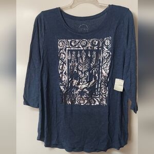 Lucky Brand Navy Graphic Long Sleeve Tee